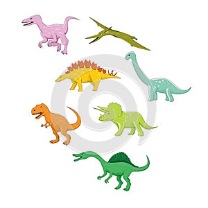 Set of colorful dinosaur design vector illustration