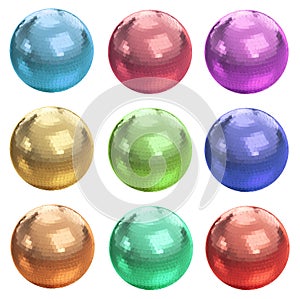 Set of colorful disco balls