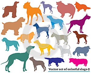 Set of colorful dogs silhouettes-2