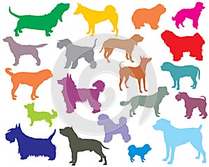 Set of colorful dogs silhouettes-5