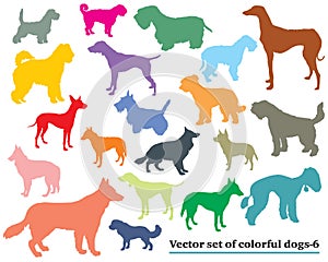 Set of colorful dogs silhouettes-6