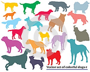 Set of colorful dogs silhouettes-7