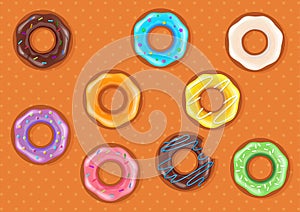 Set of colorful donuts