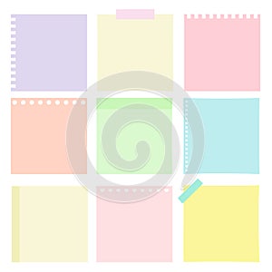 Set of colorful doodle sticky note isolated on white background. Vector illustration. Notepaper.