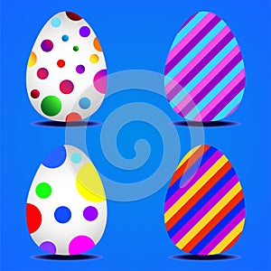 Set of colorful Easter eggs with colorful circles