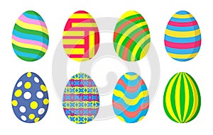 Set of colorful Easter eggs with an ornament. Design for Easter holiday.