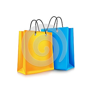 Set of colorful empty shopping bags photo