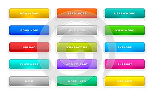 set of colorful empty web button element icon design