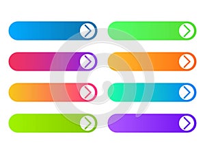 Set of colorful empty web buttons with white arrows