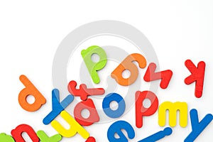 Set colorful english alphabet on white