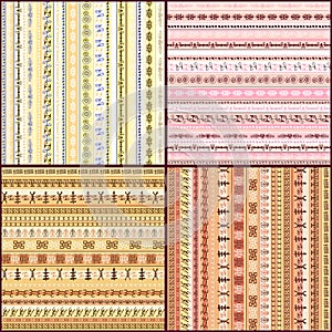 Set of colorful ethnic seamless pattern design