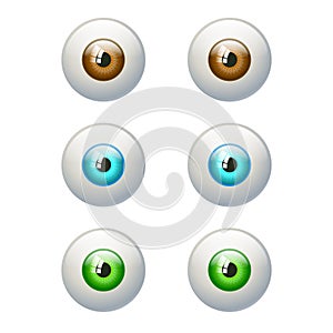 Set of colorful eyes. Brown, blue, green eye photo