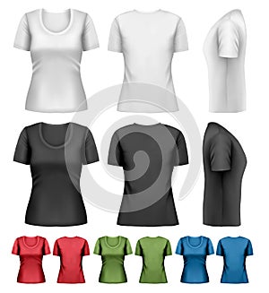 Set of colorful female t-shirts. photo