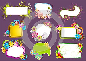 Set of colorful floral banner collection with different flower