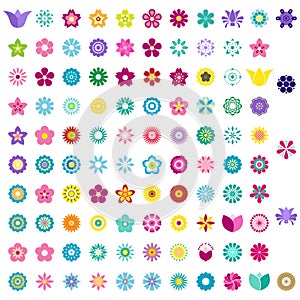 Set of colorful flower icons