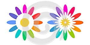 Set of Colorful Flower Icons. Elements for Design