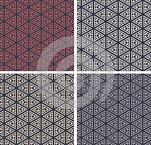 Set of colorful geometric pattern background.