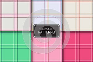 Set of Colorful Geometric Vector Seamless Pattern Background