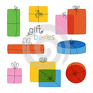 Set of gift boxes presents vector illustration