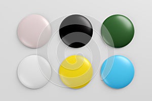 Set of colorful glossy round badges or buttons in various colors for graphic design