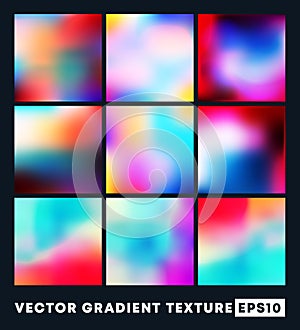 Set of colorful gradient texture pattern background