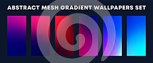 Set of colorful gradient wallpapers, backgrounds for smartphone screen, flyer, poster, brochure cover, typography