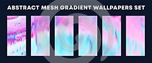 Set of colorful gradient wallpapers, backgrounds for smartphone screen, flyer, poster, brochure cover, typography