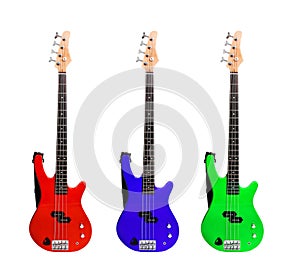 Set of colorful guitars