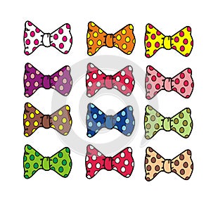 Set of colorful hand drawn bow ties vector