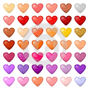 Set of colorful hearts. Palitra of different colors