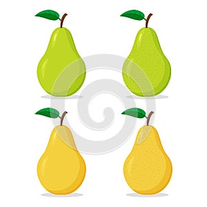 Set of colorful icons of green and yellow pears