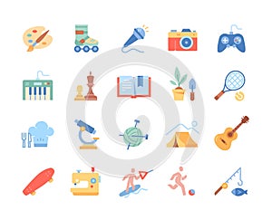 Set of colorful icons with hobbies