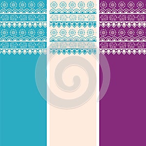 Set of colorful Indian henna elephant vertical banners