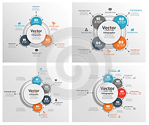 Set of colorful Infographic design.Abstract infographics number options template with steps