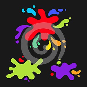 Set of colorful liquid, fluid, flux shapes, paint splash
