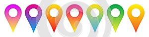 Set of colorful location icons. Vector icon