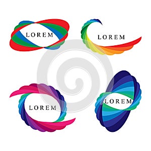 Set Colorful Logo Elements Isolated on White. Rounded Templates for Corporate Logotypes. Abstract Background