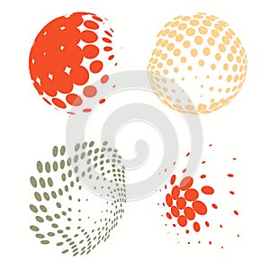 Set of colorful logos halftone Circles Logo, vector illustration