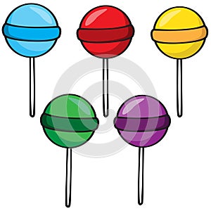 Set of colorful lolipops; vector illustration.