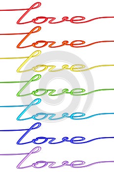 Set of colorful 'Love' words made