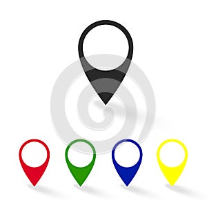 Set of colorful map pointer icons. GPS location symbol.