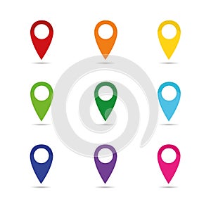 Set colorful map pointer location pin icon marker flag symbol