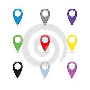 Set colorful map pointer location pin icon marker symbol