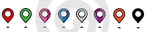 Set of colorful map pointer. Map pins, markers. Location icons for map. Vector illustration. EPS - 10