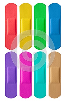 Set of colorful medical bandages photo