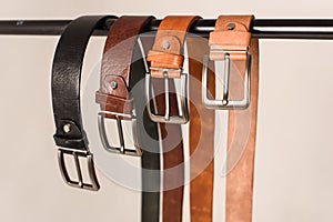 A set of colorful mens genuine sueded leather belts. fashion accessories
