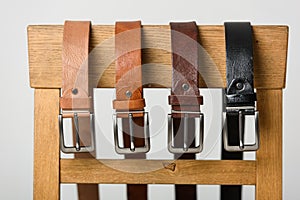 A set of colorful mens genuine sueded leather belts. fashion accessories