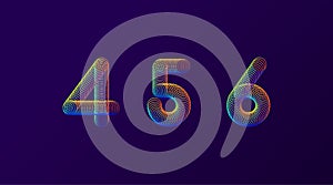 Set of colorful modern abstract numbers creative design vector illustration. 4 5 6 Rainbow Neon spring digits isolated