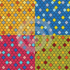 Set of colorful moroccan seamless patterns