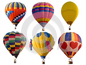 Set of colorful multi colors hot air balloon